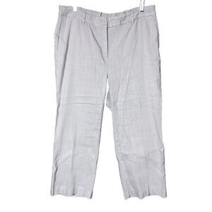 J Jill Women's 16 Linen Stretch Wide Leg Ankle Chino Trousers Striped Gray‎